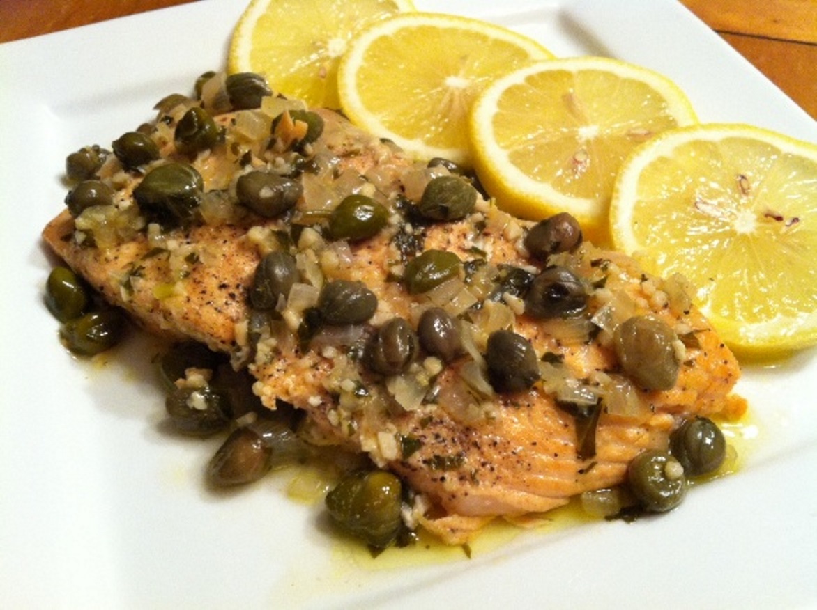 Baked Salmon with Lemon-Butter Sauce and Capers Recipe | Feature Dish